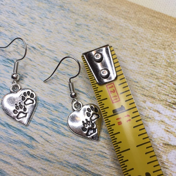 Paw Print Heart Earrings - Picture 11 of 12